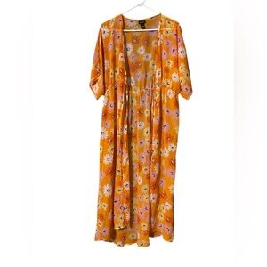 Floral Duster Cardigan Women’s Large Sheer Chiffon Rue 21 Boho Festival Hippie